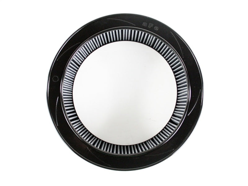 aFe MagnumFLOW round racing air filter with dimensions 14OD x 11ID x 5H inches, designed for high-performance applications.