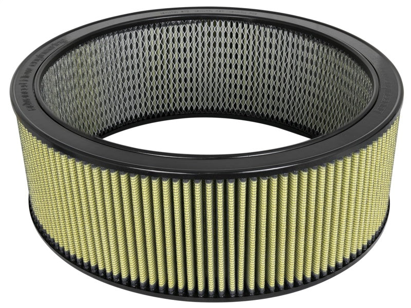 aFe MagnumFLOW round racing air filter with a 17.13-inch outer diameter, 14.50-inch inner diameter, and 6-inch height.