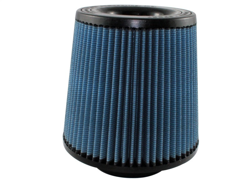 aFe MagnumFLOW Air Filter with a tapered design, featuring a blue filter media and black rubber base for enhanced airflow.