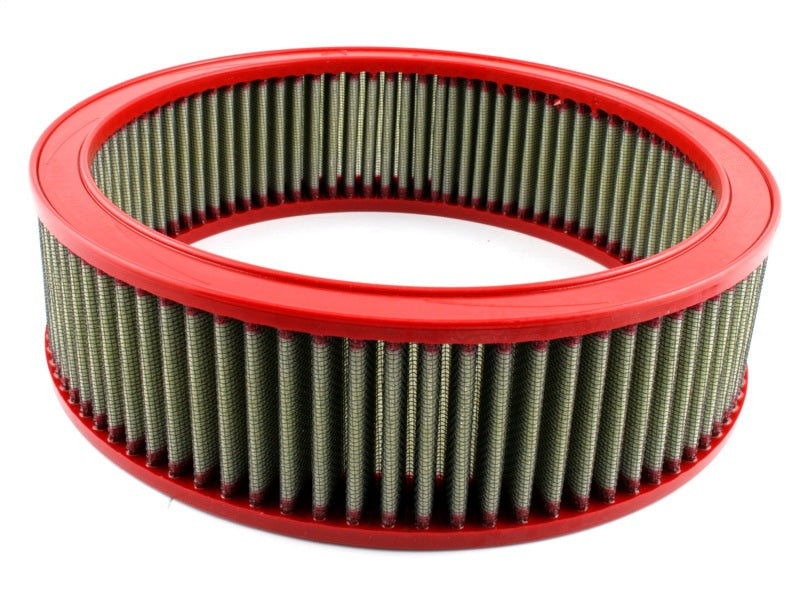 aFe MagnumFLOW Air Filter for Volvo 164, model years 1972-1975, featuring a red frame and high-flow design for improved performance.