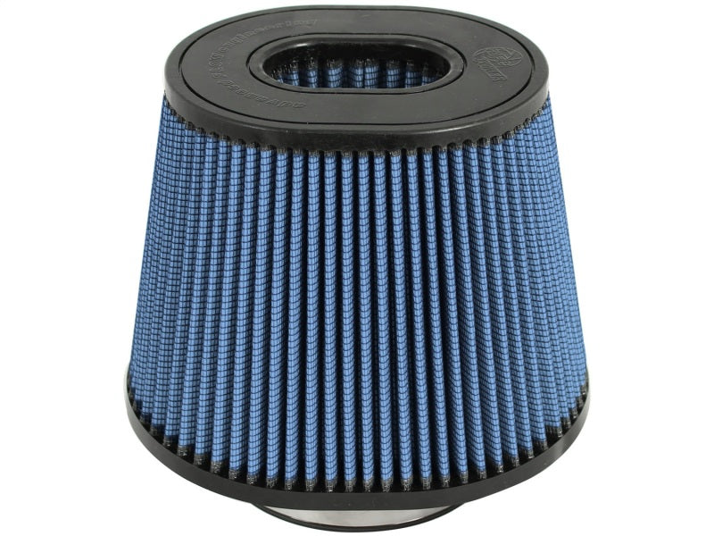 aFe MagnumFLOW Air Filter featuring a conical design with blue filter media, designed for enhanced airflow and performance.