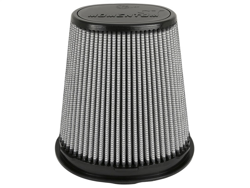 aFe Magnum FLOW Pro DRY S Universal Air Filter with a conical shape, featuring a black exterior and pleated design for enhanced airflow.