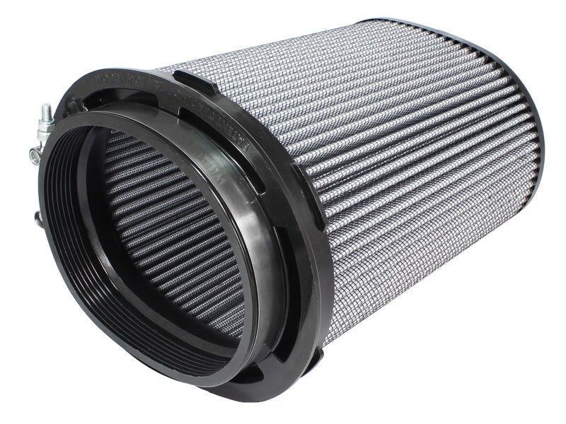 aFe MagnumFLOW ProDry air filter with a cylindrical design, featuring a durable mesh exterior and multiple inlet sizes for enhanced airflow.