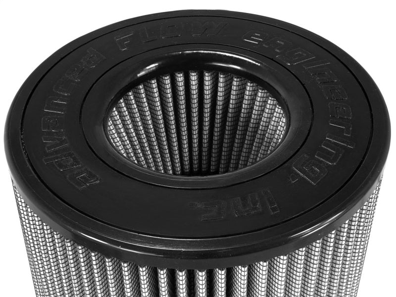 aFe MagnumFLOW Pro DRY S universal air filter featuring a cylindrical design with a black top and mesh filter material.