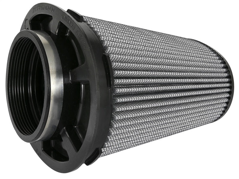 aFe Magnum FLOW Pro DRY S Universal Air Filter with a 4-inch inlet, 8x6.5 mounting, and 7.5-inch height for improved airflow.