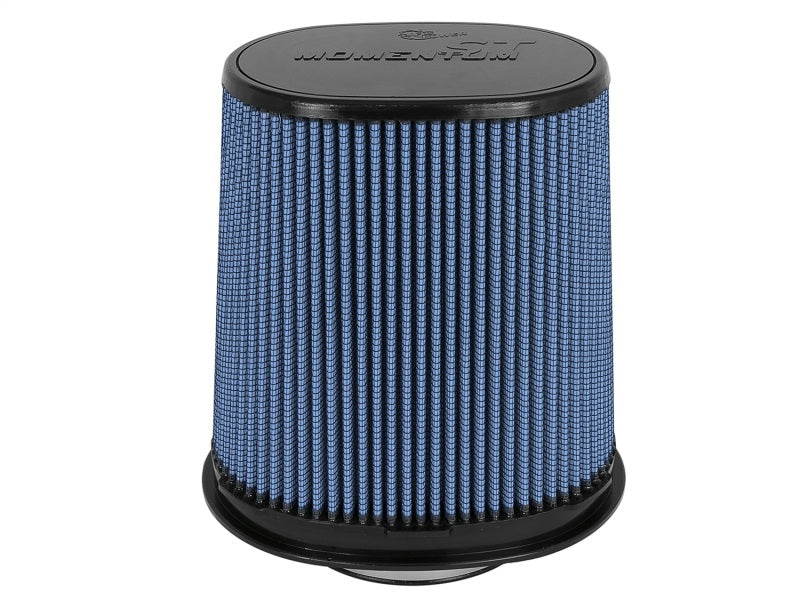 aFe Magnum FLOW Pro 5R universal clamp-on air filter with a blue mesh design, measuring 5 inches in diameter and 9 inches in height.