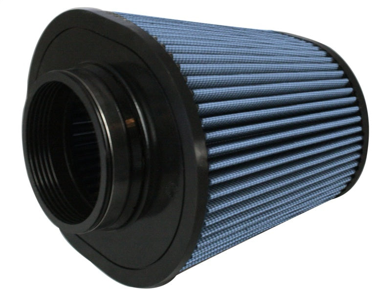 aFe MagnumFLOW Air Filter PRO 5R featuring a blue pleated design with a black base, optimized for enhanced airflow and performance.