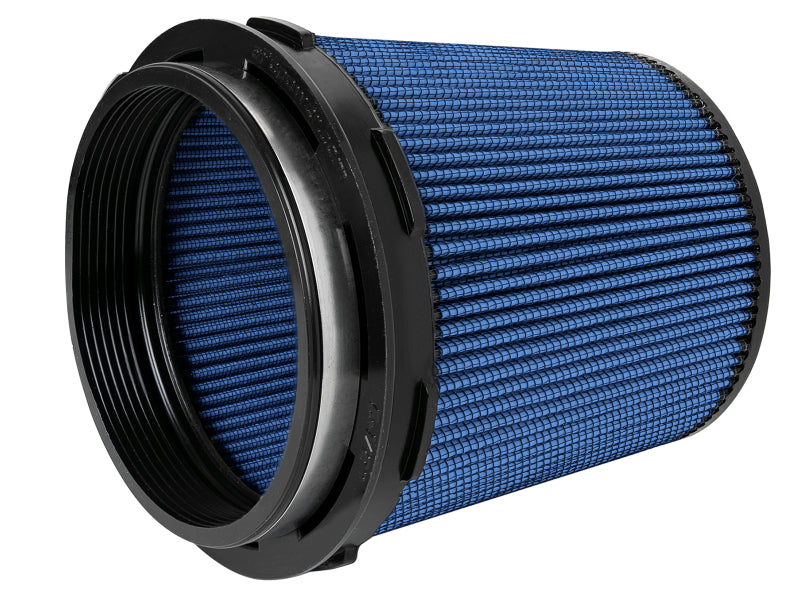 aFe Momentum Air Filter featuring a blue mesh design, measuring 5-1/2 inches wide and 6-1/2 inches high, ideal for enhanced airflow.