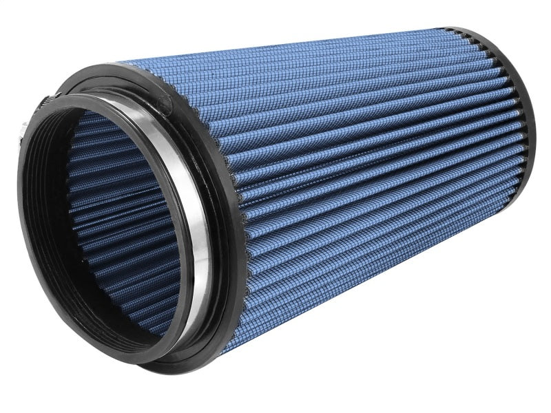 aFe MagnumFLOW Air Filter with blue pleated media, designed for improved airflow and engine performance, measuring 6 x 7.5 x 5.5 x 12 inches.