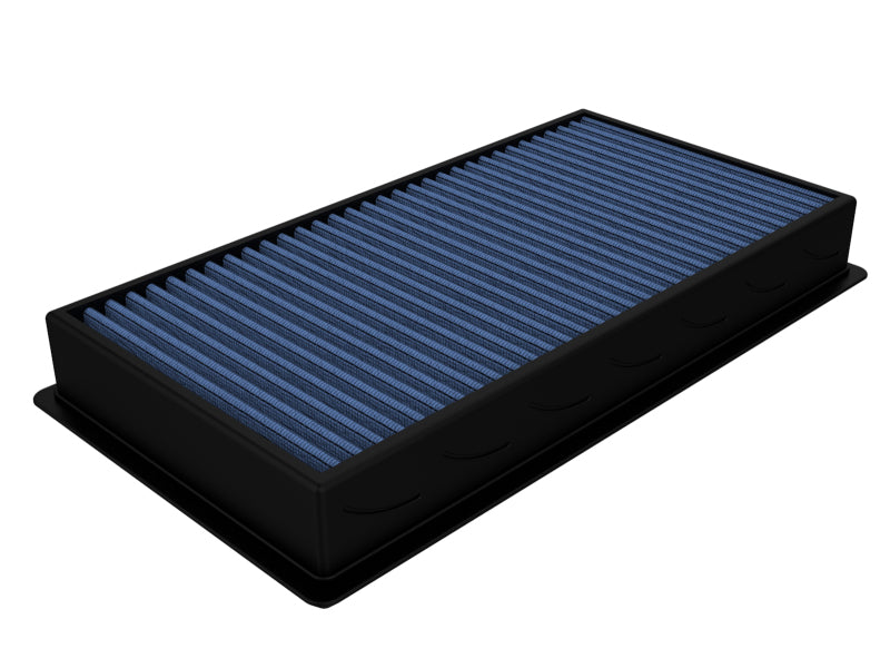 aFe MagnumFLOW Air Filter for Ford Diesel Trucks 99.5-03 V8-7.3L, featuring a blue filter media for enhanced airflow.