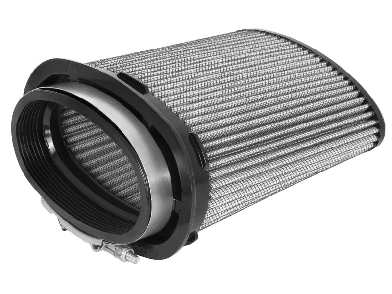 aFe Magnum FLOW UCO Air Filter Pro DRY S with a cylindrical design and metal mesh construction for enhanced airflow.