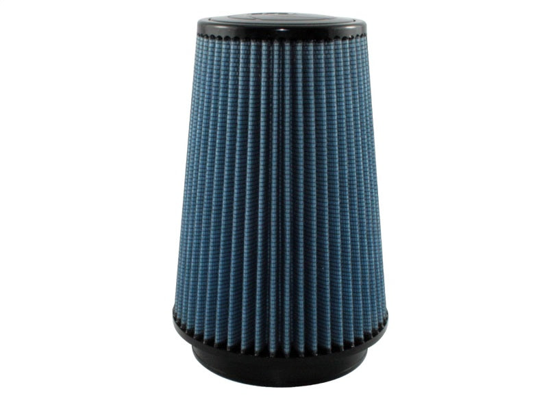 aFe MagnumFLOW Air Filter with a conical design, measuring 5 inches in diameter and 9 inches in height, featuring blue pleated media.