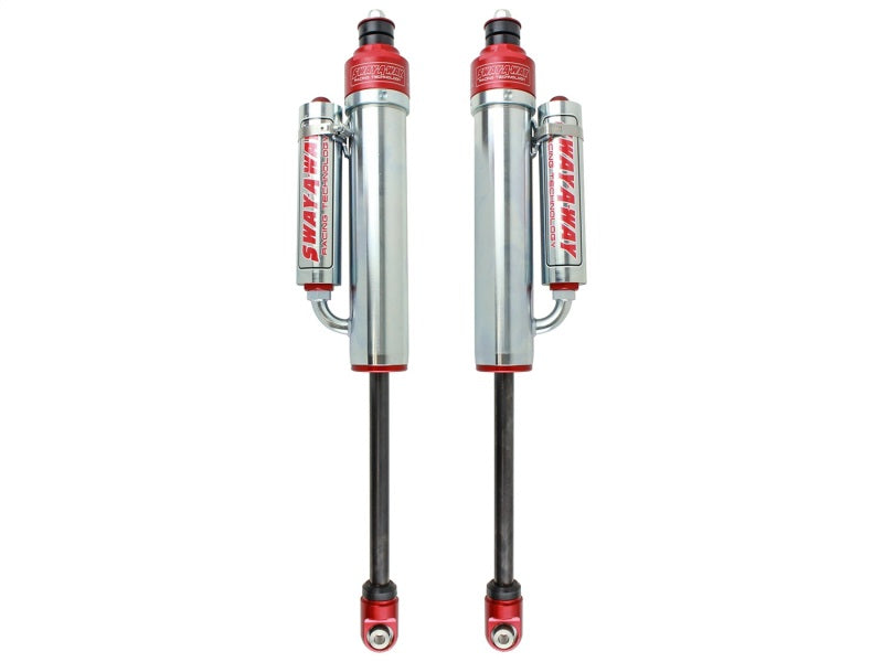 aFe Sway-A-Way 2.5in Front Shock Kit for 3-5in lifts, designed for 2007-2017 Jeep Wrangler JK, featuring durable construction.