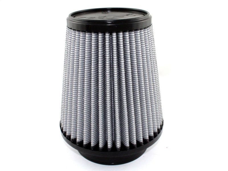 aFe MagnumFLOW Air Filter featuring a conical design with a gray mesh exterior, optimized for improved airflow and performance.