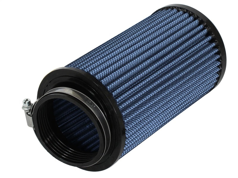 aFe Magnum FLOW UCO Air Filter Pro 5R with a 10-degree angle, featuring a blue mesh design and various dimensions for optimal performance.