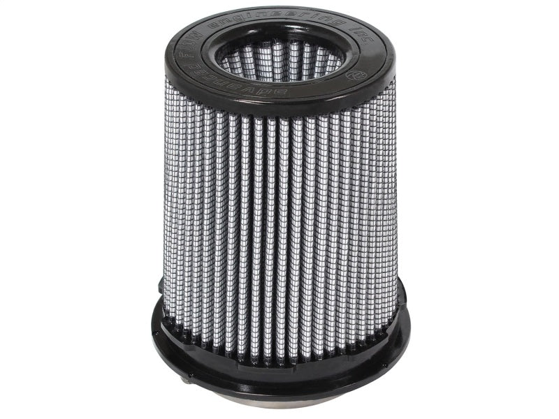 aFe MagnumFLOW Pro DRY S Universal Air Filter featuring a cylindrical design with a black base and pleated filter media.
