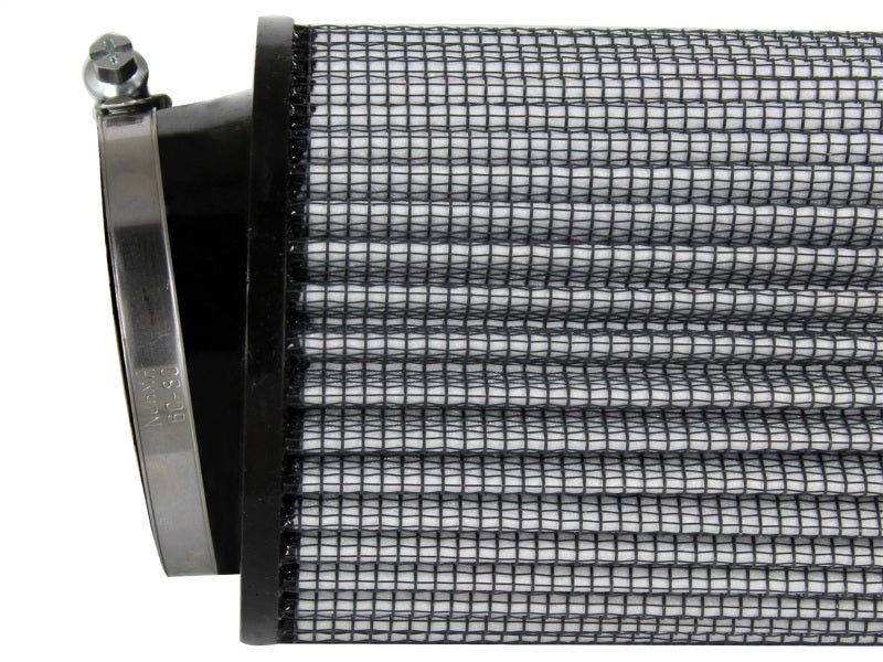 aFe Magnum FLOW UCO Air Filter Pro DRY S featuring a 10-degree angle with dimensions 2-3/4in F x 4in B x 4in T x 7in H.