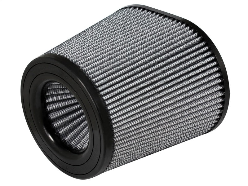 aFe MagnumFLOW Replacement Air Filter with a cylindrical design, featuring a pleated filter element for enhanced airflow.