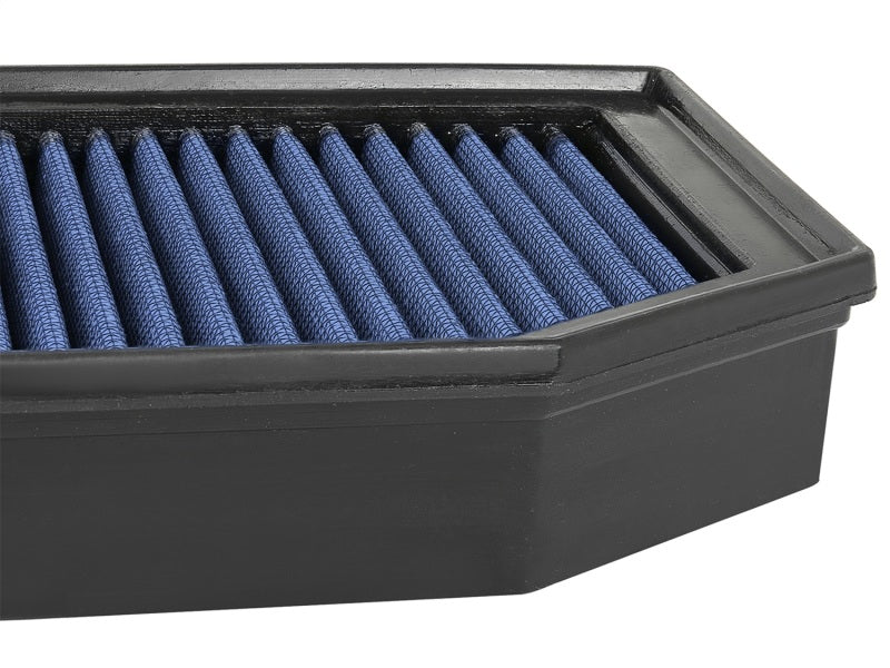 aFe Magnum FLOW Pro 5R OE replacement air filter for 2018 and newer Jeep Wrangler JL V6 3.6L, featuring a blue filter media.