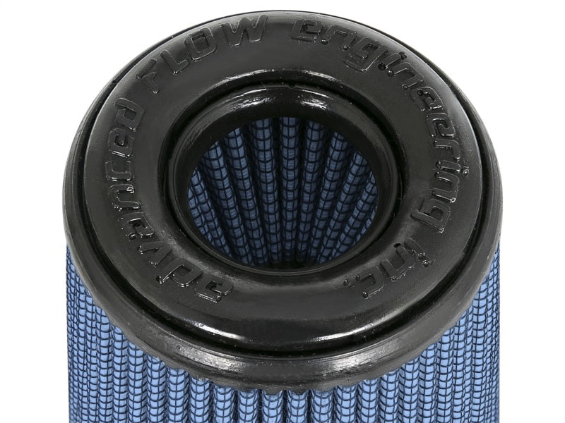 aFe Magnum FLOW Pro 5R replacement air filter showcasing a blue mesh design and black rim for enhanced airflow and performance.