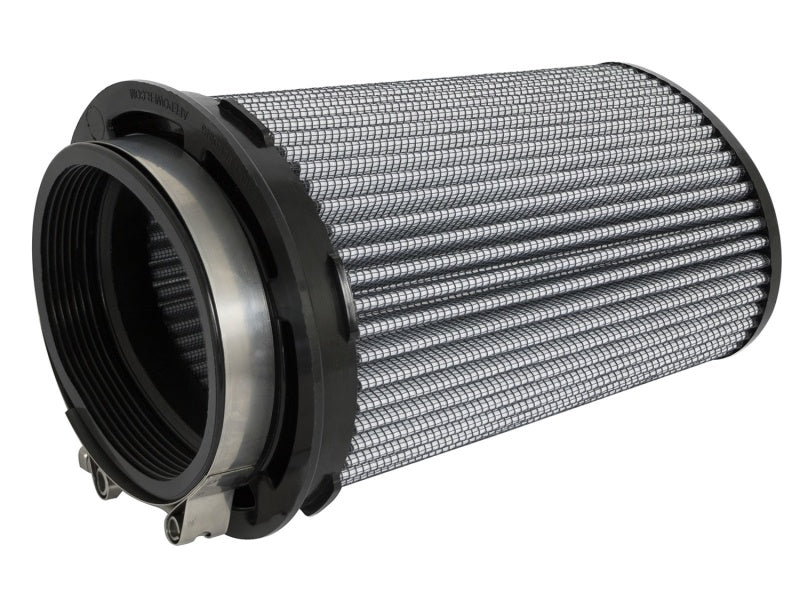 aFe MagnumFLOW Air Filter featuring an inverted design with dimensions for optimal airflow and filtration efficiency.