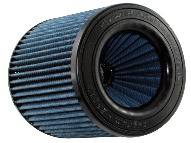 aFe MagnumFLOW Air Filter with a blue pleated design, enhancing airflow and engine performance for trucks and SUVs.