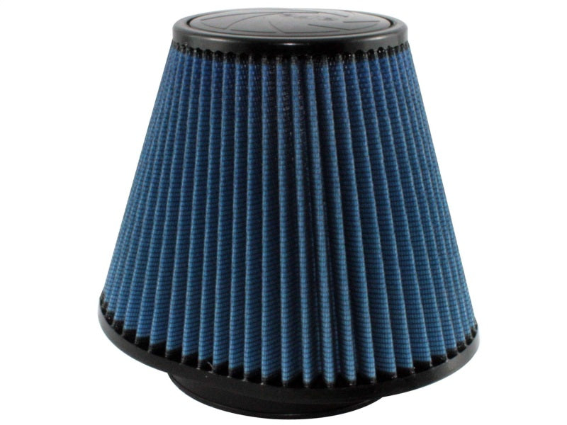 aFe MagnumFLOW Air Filter with a conical design, featuring a blue filter element for enhanced airflow and performance.