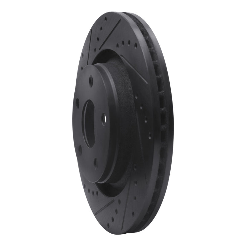 R1 12-18 Jeep Wrangler Front Left Drilled & Slotted Black Brake Rotor