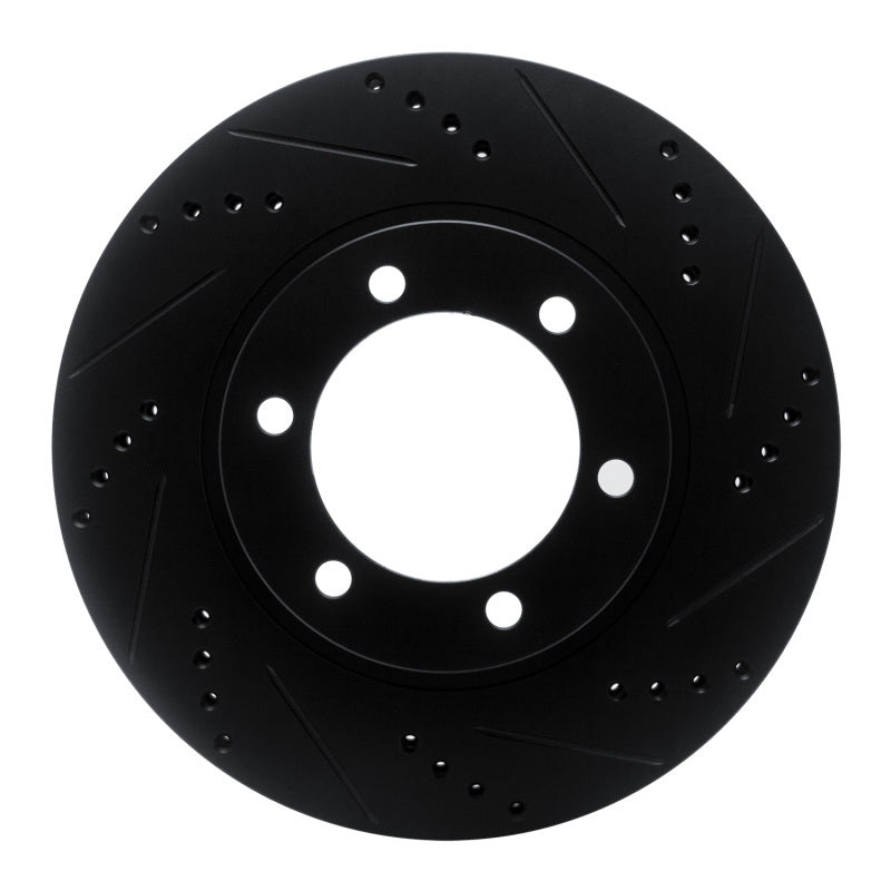 R1 03-09 Lexus GX470 Front Right Drilled & Slotted Black Brake Rotor