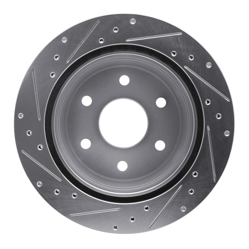 R1 00-14 Cadillac Escalade Rear Right Drilled & Slotted Silver Brake Rotor