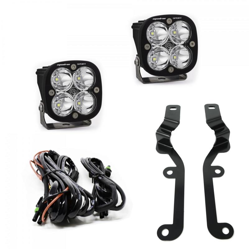 Baja Designs A-Pillar kit for 2019 Silverado 1500 featuring LED lights and mounting brackets for enhanced visibility.