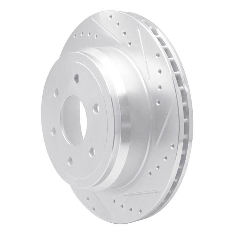 R1 16-24 Nissan Titan XD Rear Right Drilled & Slotted Silver Brake Rotor