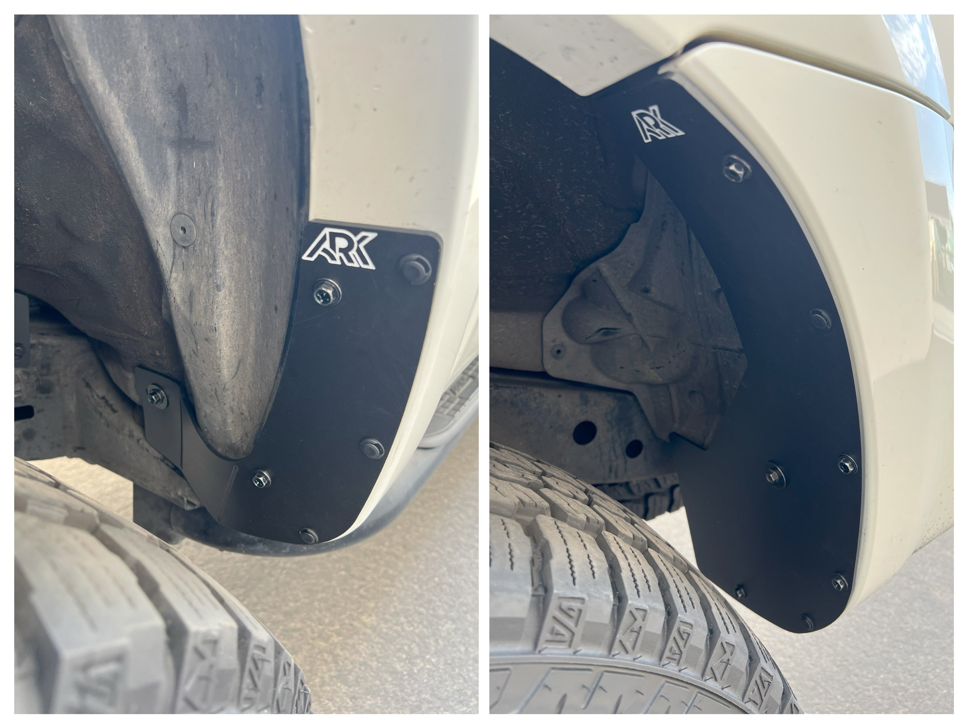 2006-2009 Toyota 4Runner TriXPoly mud flap deletes showcasing durable black panels installed near the wheel well.