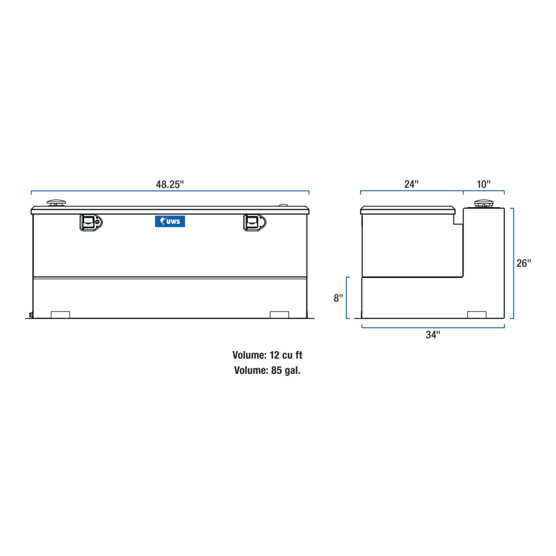 UWS Matte Black 85-Gallon Steel-Aluminum Combo Transfer Tank Model ST-85-COMBO-MB