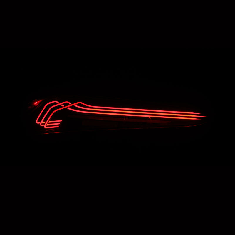 AlphaRex LUXX-Series LED tail lights for 20-24 Toyota Supra in black and red, featuring a sleek laser-style design.