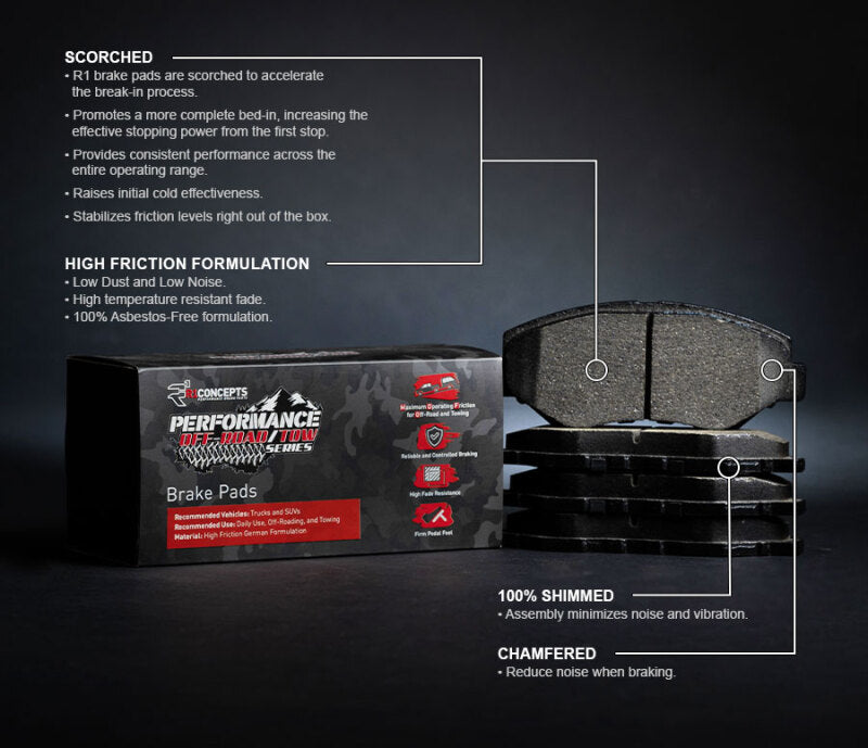 R1 2000-2008 Dodge Ram 1500 Pickup Rear Performance Off-Road/Tow Brake Pads & Hardware Kit