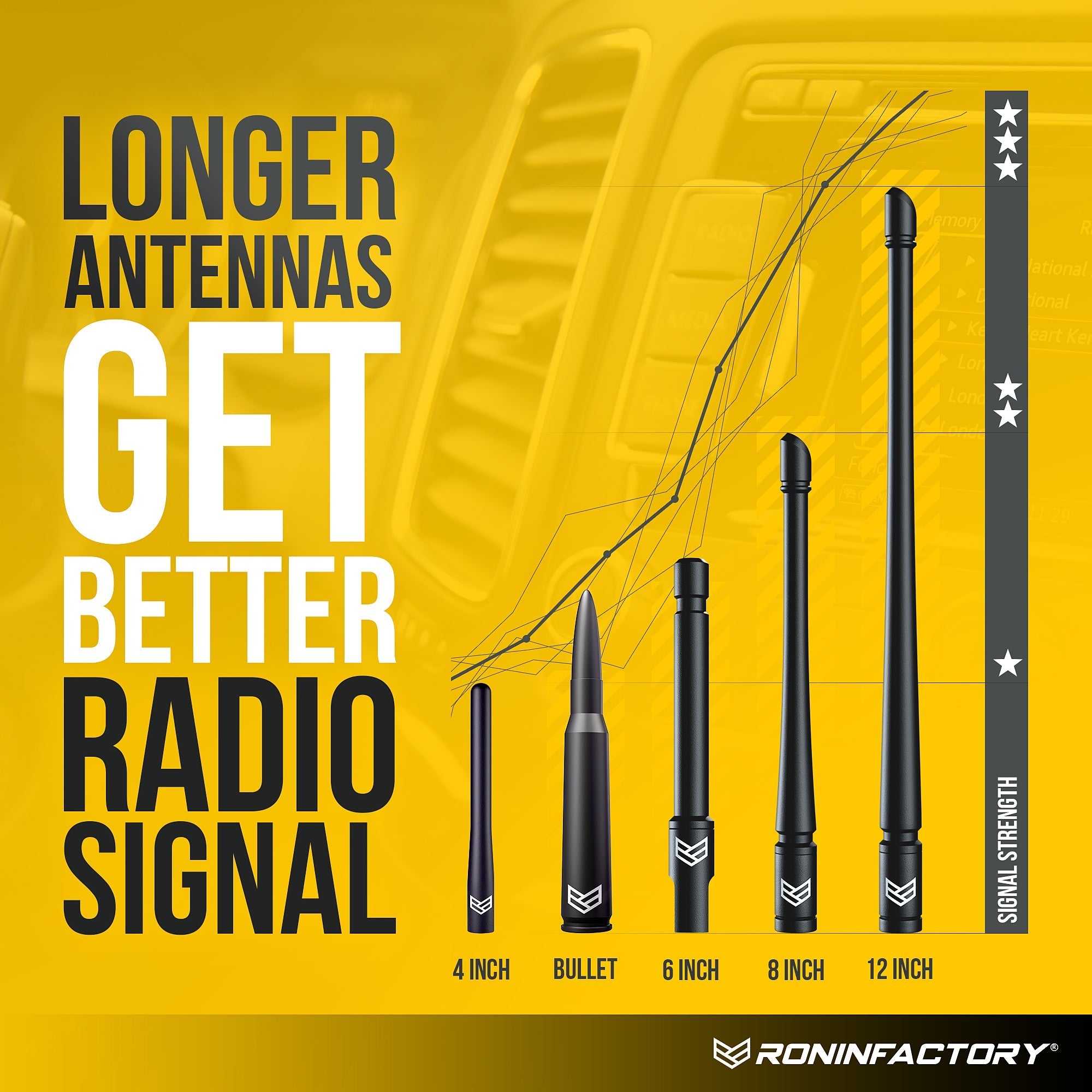 CHEVY & GMC RONIN SMARTLOCK™ SHORT FLEXIBLE ANTENNA 8 INCH (NEW!)