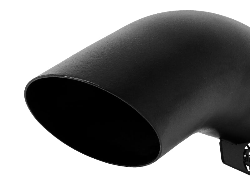 Black afe MACH Force-Xp universal exhaust tip with a 3-inch inlet, 4-inch outlet, and 15-inch length for enhanced performance.