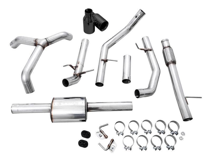 AWE Tuning 4th Gen GM 1500 5.3L 0FG Cat-Back Split Rear Exit (Flat Bumper) - Dual Diamond Tips