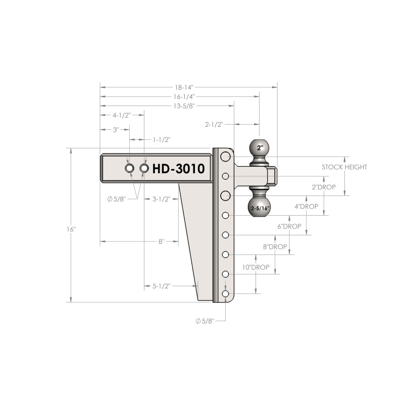 BulletProof Hitches 3.0" Heavy Duty 10" Drop/Rise Hitch Model HD3010