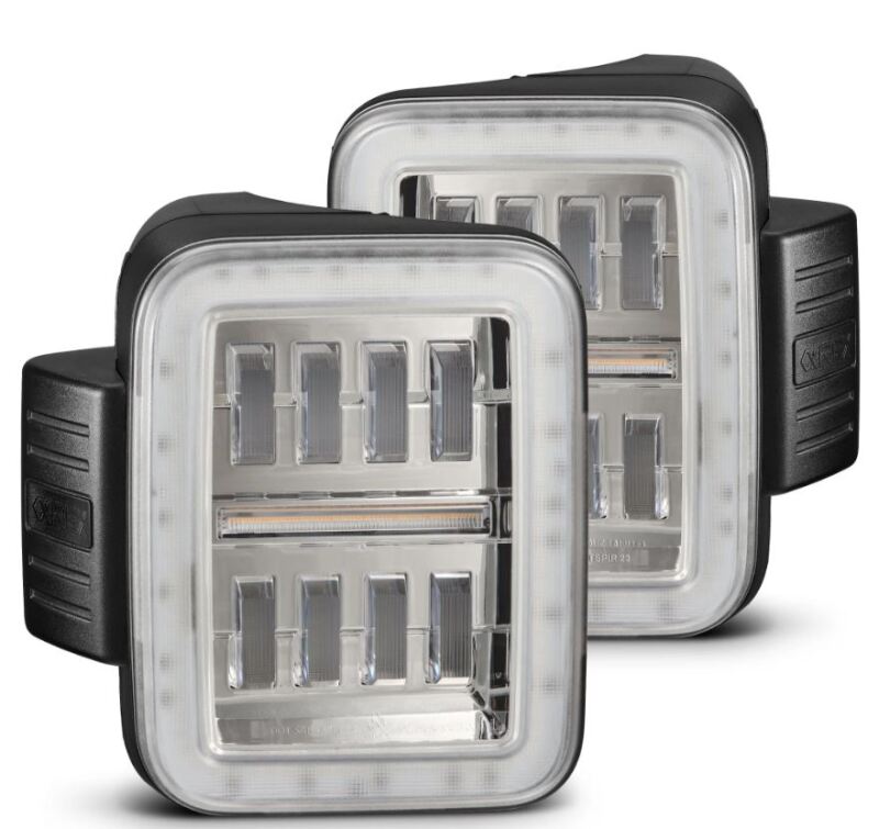 AlphaRex prismatic LED tail lights for 2019-2024 Jeep Gladiator JT in chrome finish, enhancing visibility and style.
