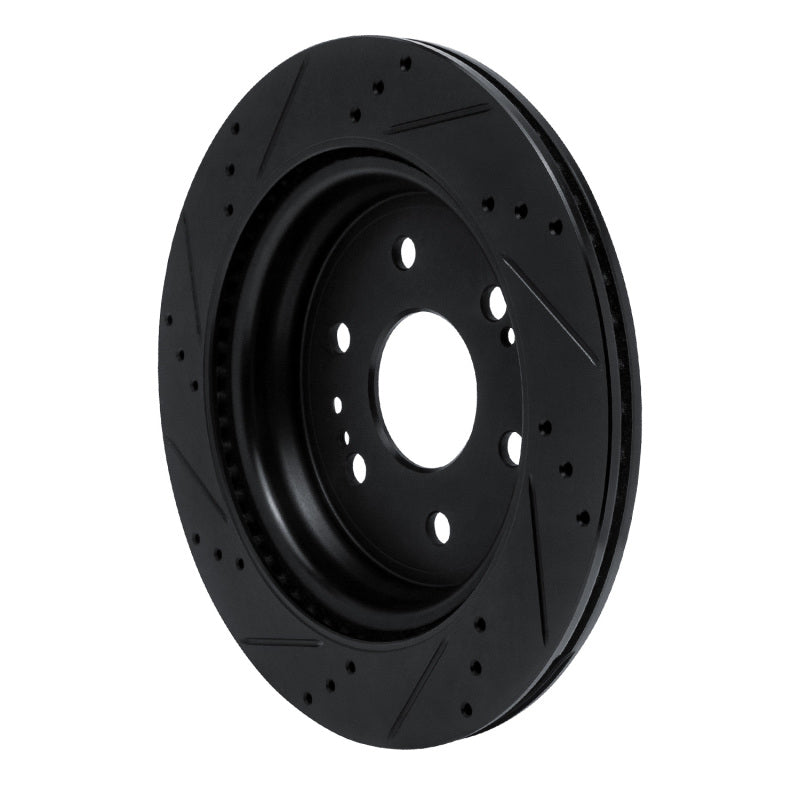 R1 19-25 Cadillac Escalade ESV Rear Right Drilled & Slotted Black Brake Rotor