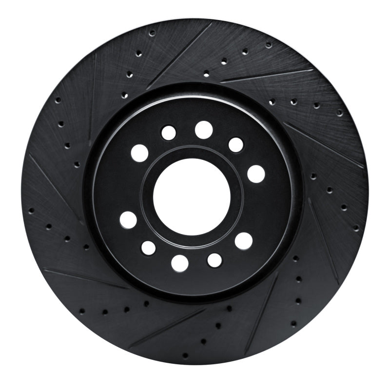 R1 21-25 Jeep Wagoneer Front Left Drilled & Slotted Black Brake Rotor
