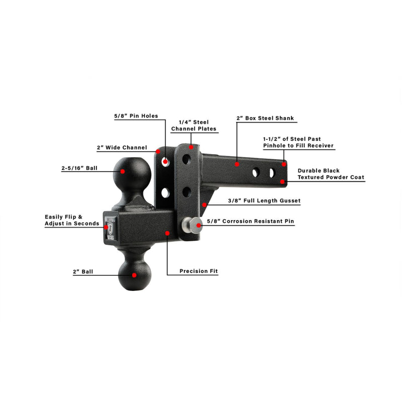 BulletProof Hitches 2.0" Light Duty 2" Drop/Rise Hitch Model LD202
