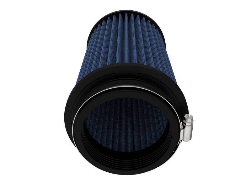 Universal AFE Magnum FLOW air filter with a blue pleated design, measuring 3.5 inches inlet, 5 inches base, and 8 inches height.