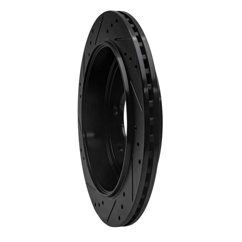 R1 07-17 Ford Expedition Rear Right Drilled & Slotted Black Brake Rotor