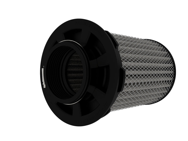 aFe MagnumFLOW Pro DRY S air filter with a 2.5-inch inlet and 7-inch height, designed for improved airflow and performance.