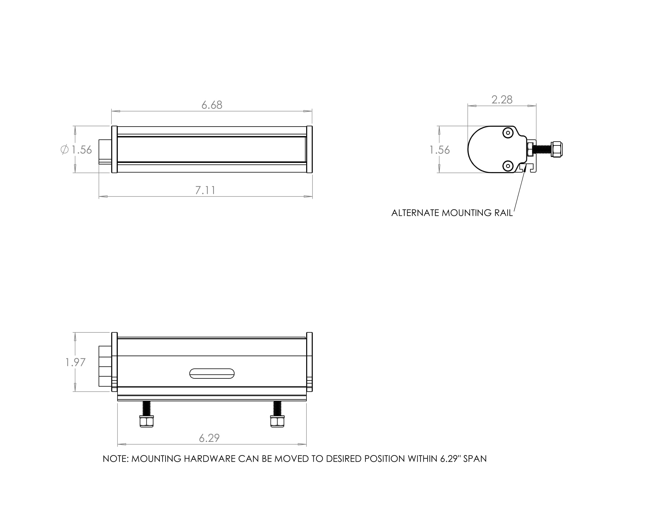 RTL-M, 6" Light Bar, No Plate Light