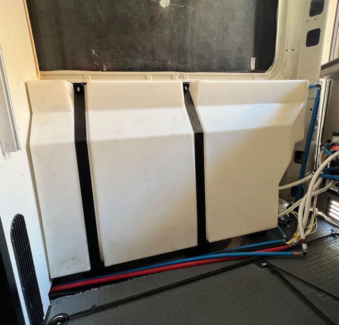 35 Gallon Replacement Water Tank for 2021-2025 Winnebago Revel, 2025 Winnebago Revel Sport, Passenger Side Interior