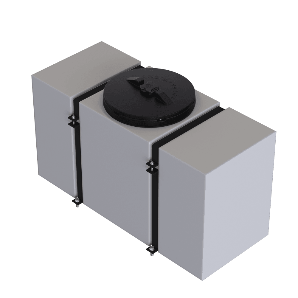 50-gallon detail tank with straps, featuring a secure cap and durable construction for offroad vehicle use.